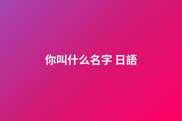 你叫什么名字 日語